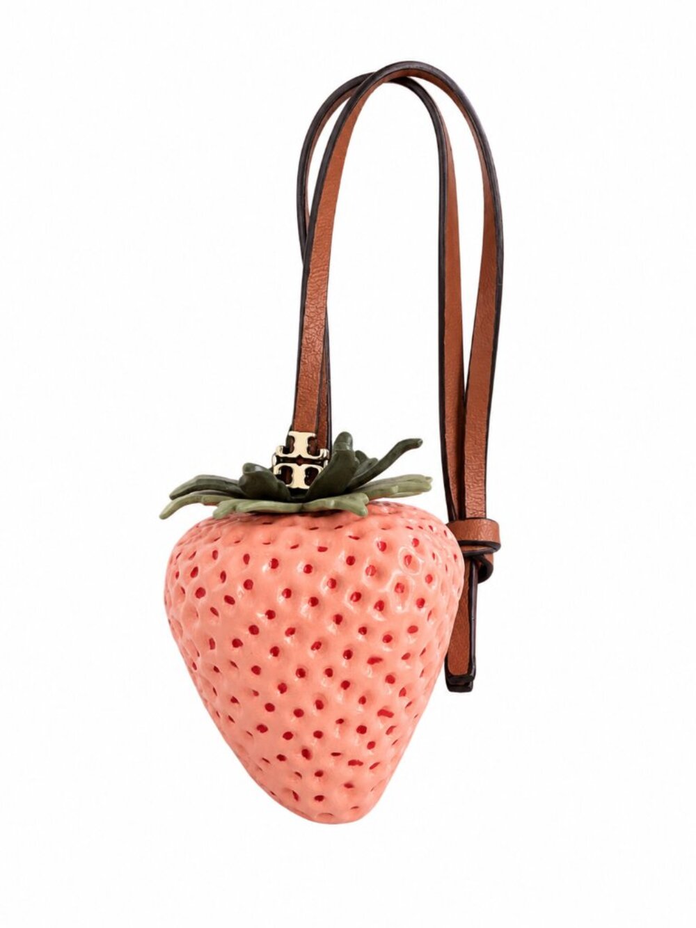 Pink Strawberry Charm With Leather Strap